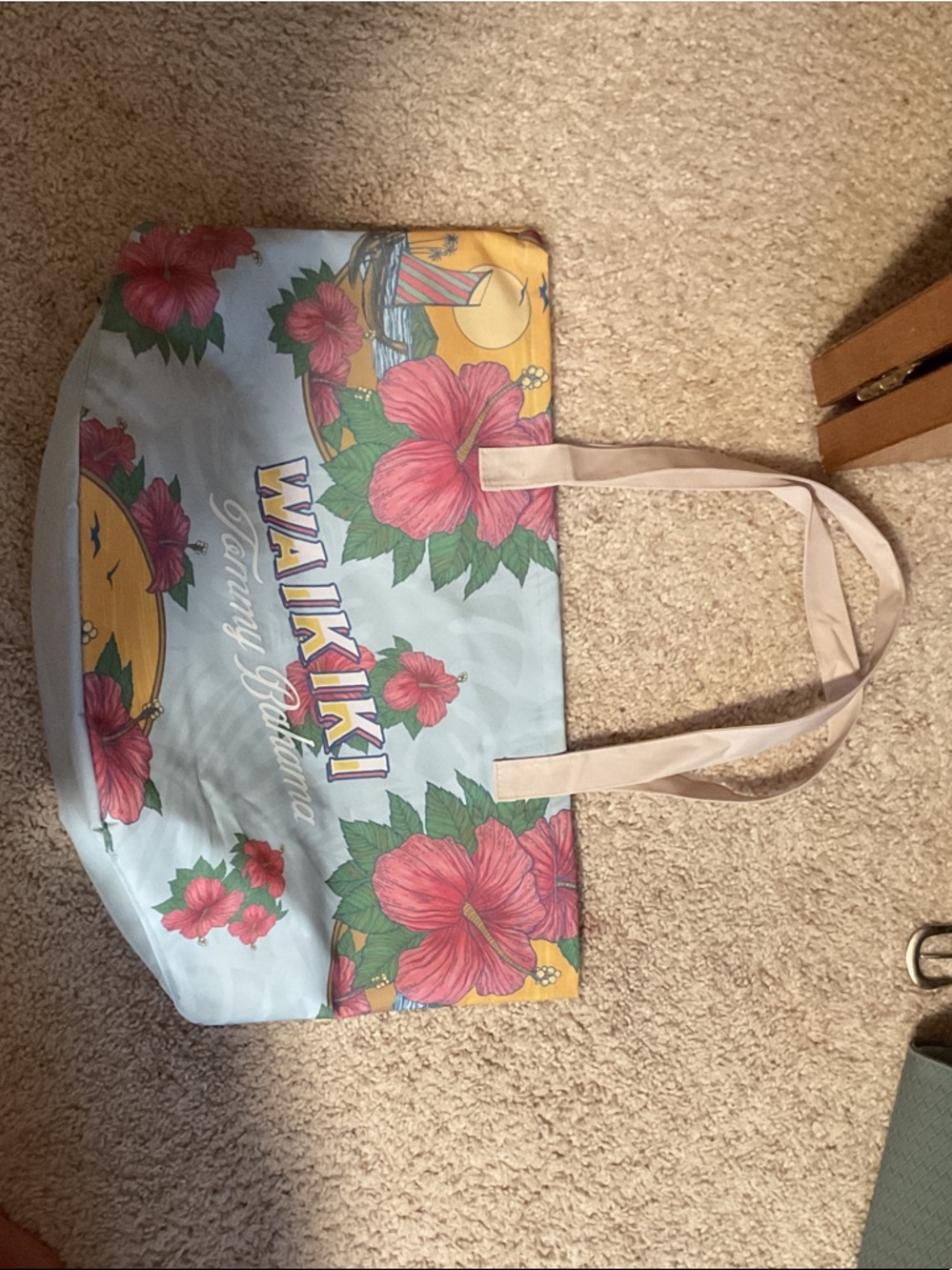 Tommy Bahama Waikiki Floral Tote - Light Blue, Pink & Cream